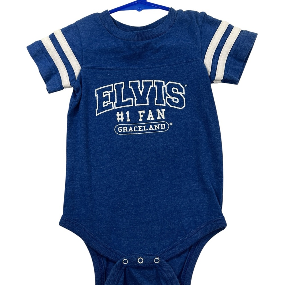 Graceland Blue Elvis Fan Kids Bodysuit in size Baby Unisex 12 Mo. Old